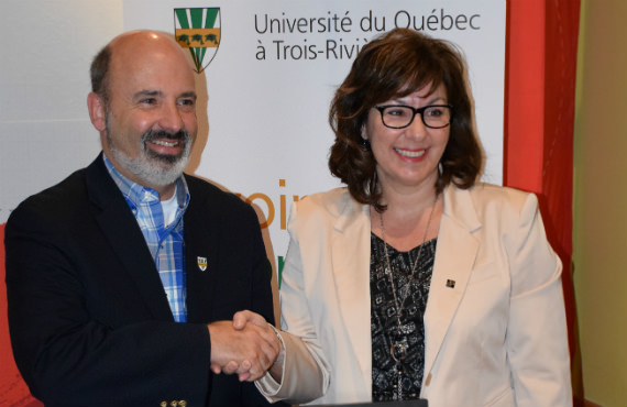 Sylvain Delisle, vice-recteur aux études et à la formation de l'UQTR et Brigitte Bourdages, directrice générale du Cégep de Drummondville.