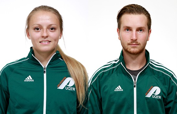 Les Patriotes de la semaine: la gardienne de but de soccer intérieur, Catherine Pauzé-Brodeur et le gardien de but de l'équipe de hockey, Sébastien Auger.