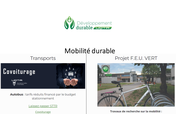 Mesures incitatives pour la mobilité durable à l’UQTR